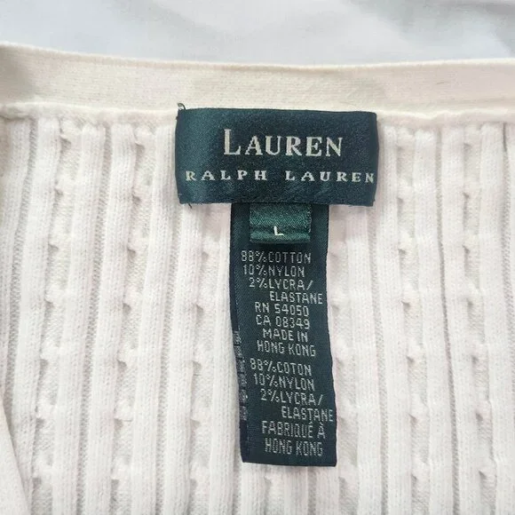 Ralph Lauren White Cable Knit Cardigan Sweater Large
Lot H - Picture 5 of 8